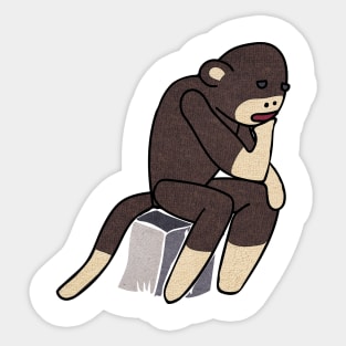 Sock Monkey Thinking Sticker